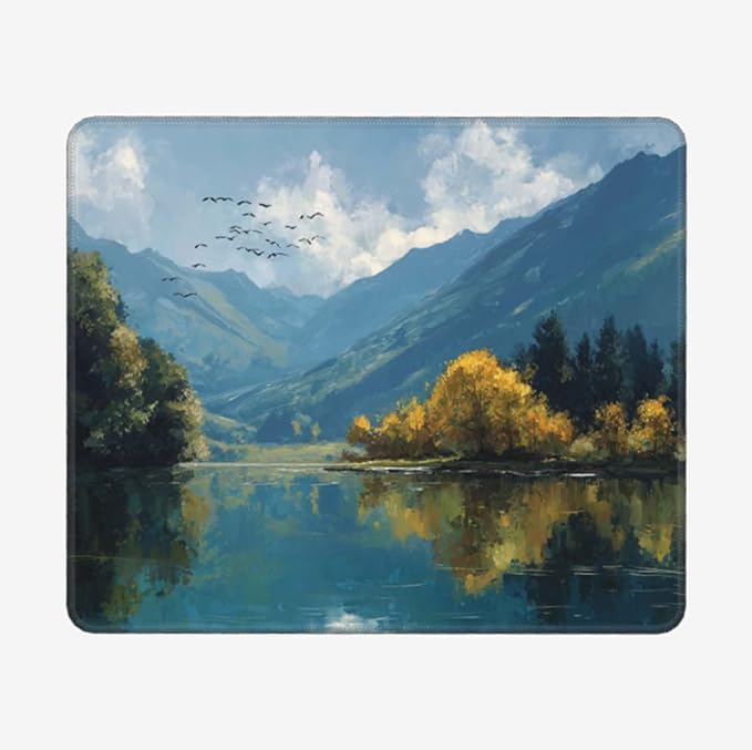 Voltique Mouse Pad Small Desk Mat, Scenery and Mountains Computer Mousepad with Stitched Edges Non-Slip, Keyboard Mouse Pad for Desktop Office Desk Accessories