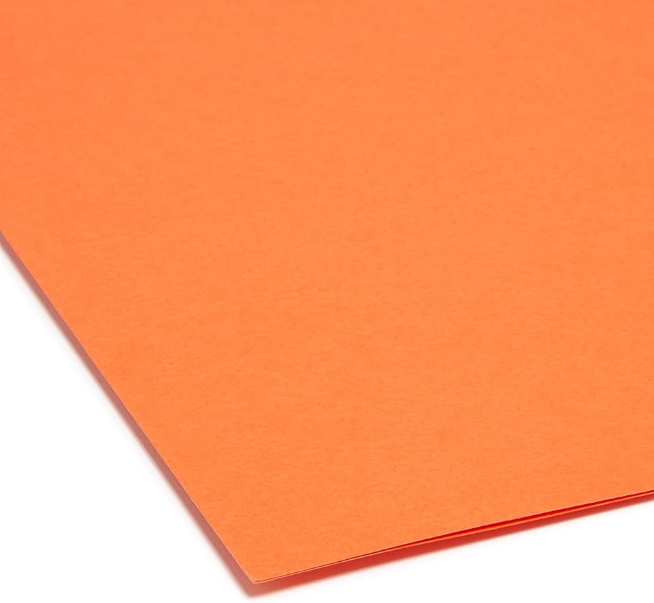 Smead File Folder, Reinforced Straight-Cut Tab, Letter Size, Orange, 100 per Box (12510)