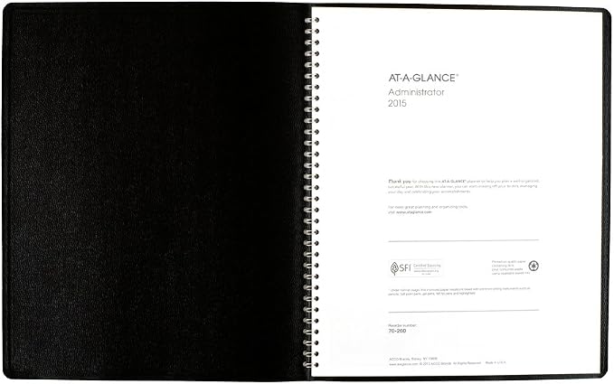 At-A-Glance 8.88 x 11 Inches Wirebound Monthly Planner for 2015, Black (7026005)