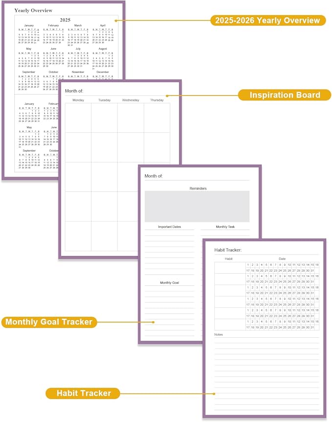 Academic Planner for 2026-2027 or Anytime – 5.8" x 8.5" Undated Weekly Student Planner For Homeschool, High School, College & Nursing Students, 200 Pages, Purple