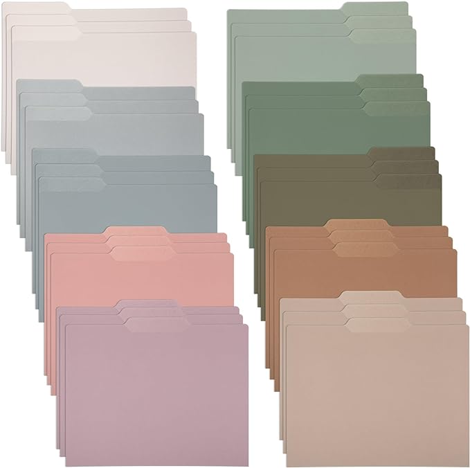 Estune 30 Pcs Decorative File Folders Letter Size Colored Manilla File Folders with 1/3-cut Tabs 11.69 x 9.25 Inches Graphic Laurel Leaf Office Supplies Organizers(Morandi)