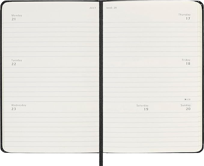 Moleskine Classic 12 Month 2025 Weekly Horizontal Planner, Hard Cover, Pocket (3.5" x 5.5"), Black, 144 pages