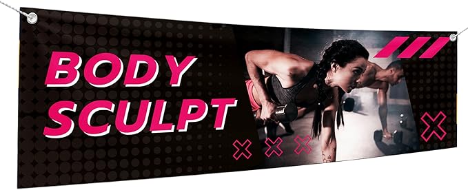 Body Scullpt Large Banners and Signs for Outdoor by Mavis Printing-Polyester Banner with 4 Holes for Easy Hang Indoor & Outdoor|4x1 Feet HD Print Sign to Promote Church| Made in USA
