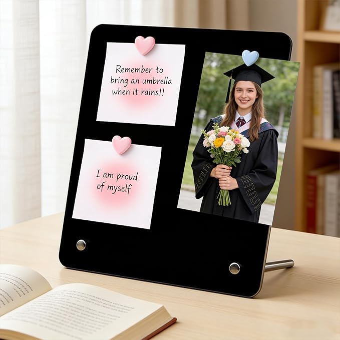 2 Pcs Magnetic Board, Black Magnet Message Board, 11"x7.8"Metal Magnetic Bulletin Board with 50pcs Memo Sheets and 8pcs Magnets, Magnet Display for Home, School, Kitchen, Office(Square,Black)