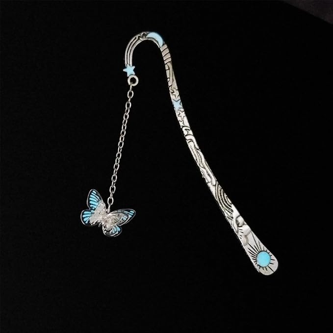 Luminous Bookmark, Retro Glow in The Dark Reading Bookmarks for Women Men Lovers,Book Markers with Pendant Holiday Gifts
