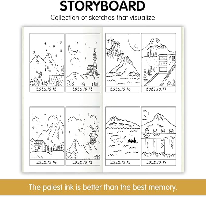 Pocket Planner Notebook, Storyboard Planner Refills, 30Sheets, 8.25x4.25inches Regular TN Journal Notebooks, Travelers Notebook Insert Shot List Planner for Creators
