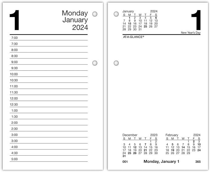 AT-A-GLANCE 2024 Daily Desk Calendar Refill, 3-1/2" x 6", Standard, Loose-Leaf (E7175024)