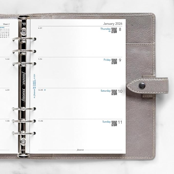 Filofax Calendar Diary Refill, A5 Size, Week-to-View, White Paper, Unruled, English, 2026 (C68522R-26)