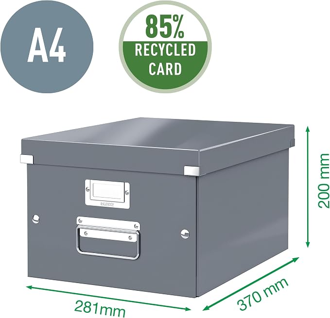 Leitz A5 Storage Box, Click and Store Range 60430001 - Small, Purple Storage Box A4