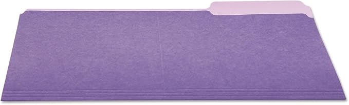 Universal 10505 File Folders, 1/3 Cut One-Ply Top Tab, Letter, Violet/Light Violet, 100/Box