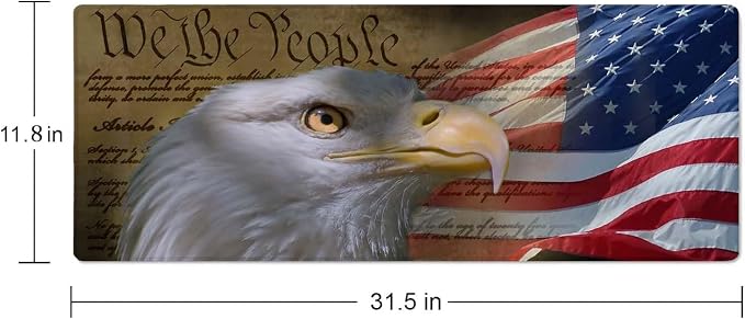 Large Mouse Pad, Desk Mat, Gaming Mouse Pad, Bald Eagle on American Flag Mouse Pad for Desk, Desk Pad for Keyboard Mice, Desk Mat for Desktop, Extended Long Mousepad Thin, 31.5 x 11.8 Inch