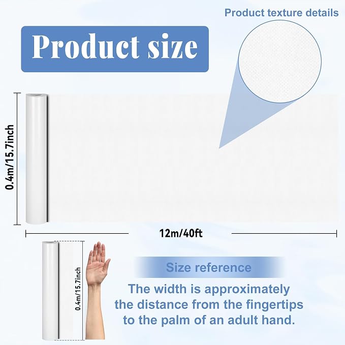 White Bulletin Board Roll Reusable Waterproof Erasable White Non-Woven Fabric Bulletin Board Roll Wrinkle Resistant Background Poster for Home School Classroom Decor Wrapping DIY Crafts 15.7" x 40ft