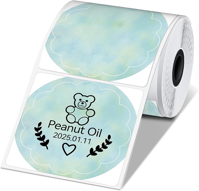 Phomemo Wavy Circle Thermal Label, Gradient Rainbow Green Sticker Label for M110/M100/M220/M250/M108 Label Makers, 1.96" x 1.96" (50x50 mm), for Barcode/Address/Mailing/Logo/Business/Home