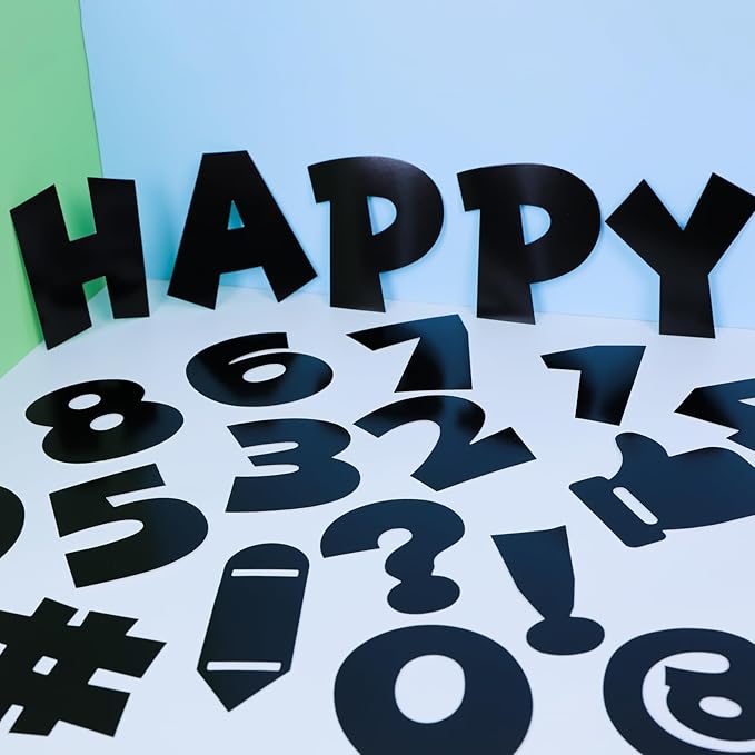 249 Pcs Bulletin Board Letters Set, 4 Inch Colorful Alphabet Numbers & Punctuation Cutouts with Adhesive Dots for Classroom Wall & School Decor (Black)