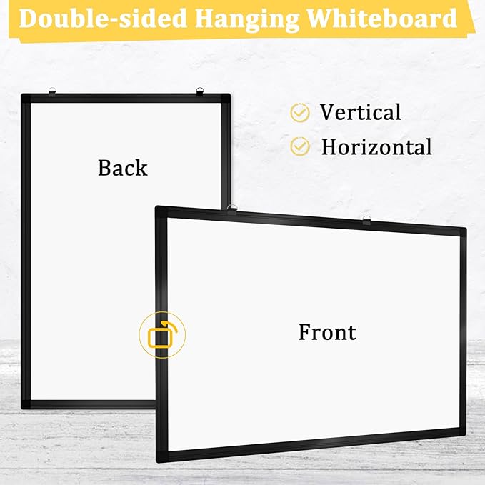 Double-Sided Magnetic Whiteboard, 36" x 24" Dry Erase Board Black Aluminum Frame for Wall, White Board Dry Erase Marker Board for Kitchen, Memo, School, Home, Office