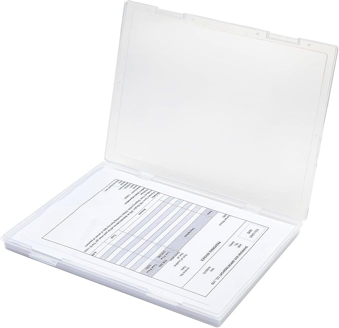 A4 File Box Portable Paper Organizer, Transparent Office Supplies Holder, Document Case, Magazine Storage Containers 12.2 x 9 x 0.8inch