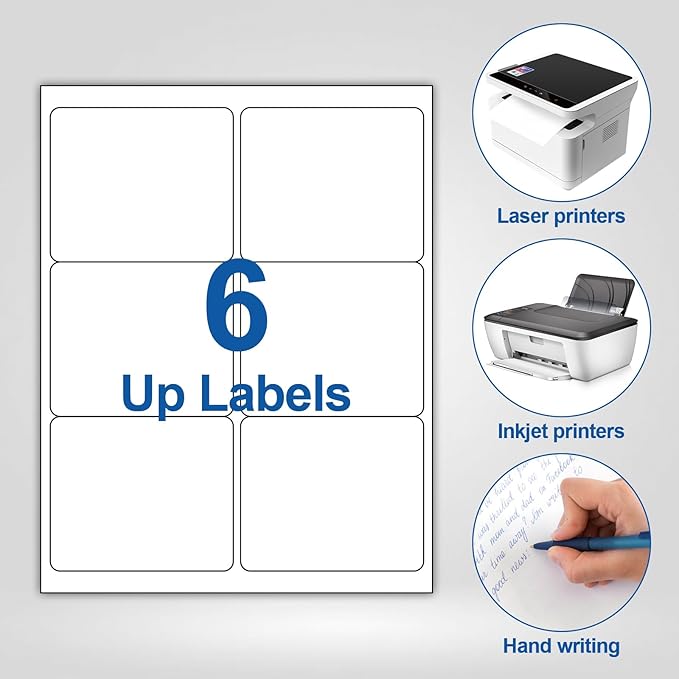 Bostlabels 500 Sheets 3000 Pcs 3-1/3x4 Shipping Address Labels for Inkjet and Laser Printers, 6 Up FBA Return Address Labels on 8.5”x11”, Permanent Strong Adhesive 6 per Page Printable Labels