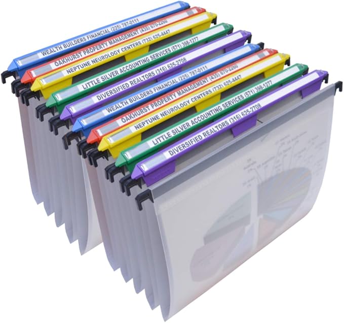Ultimate Office MagniFile Hanging File Folders V- Bottom Letter Size with 11 inch Magnified Indexes that Double The Size of Your File Titles to Find Files Fast. (Set of 10 Frost)