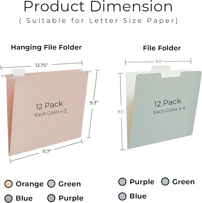 Y YOMA Hanging File Organizer, Letter Size Rose Gold Metal Desk File Crate Storage Basket for Home Office, 1 Pack, with Morandi Folder Combo