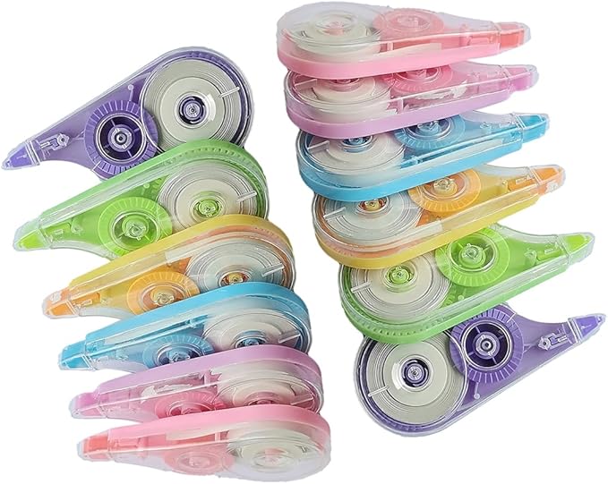 White Out Correction Tape with Dispenser,12-Count Pack,39.4ft, Easy Use Roller Applicator, Instant Dry, Fast, Clean and Tear-Resistant Tape ,Smooth Precise Corrections Tape for School,Office and Home