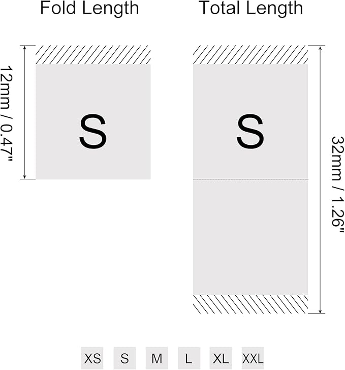 MECCANIXITY Clothing Sewing Size Label, XS/S/M/L/XL/XXL Woven Embroidered Label White for Clothes Garment, 6 Roll