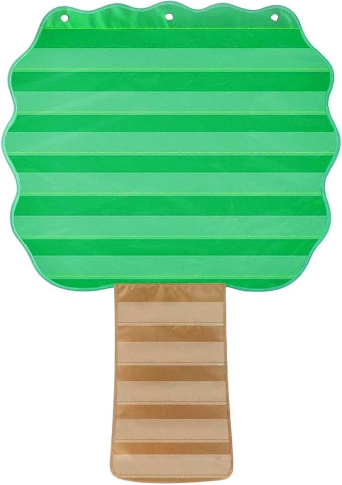 Tree Pocket Chart for Classroom, 42"x 28 ¾" Large Hanging Pocket Charts for Kids, Back to School Supplies for Teacher, Pocket Charts with 11 Sentence Strips Holder (Green)