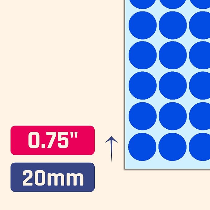 2000 Pack, 3/4" Round Dot Stickers Circle Labels - Blue