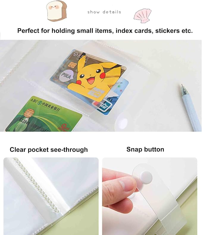 3x5 Index Cards Clear Plastic Holder Organizer Pouches Book Binder 40 Page Hold 160 Cards 4 Pack