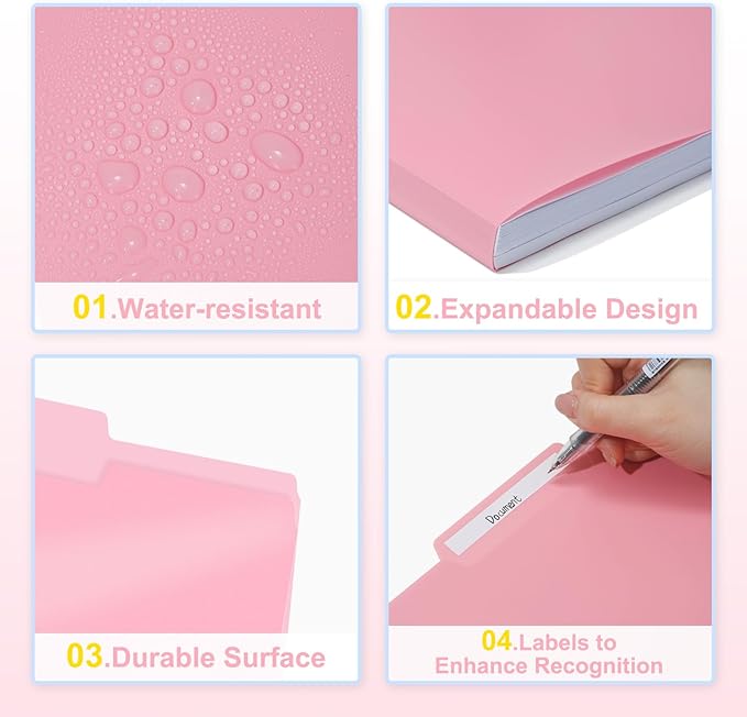Comix Plastic Colored File Folders, 6 Pack, 1/3-Cut Tabs, Letter Size 8.5x11, 6 Pastel Colors, Poly Folders for Documents, Office, Home, School Organization