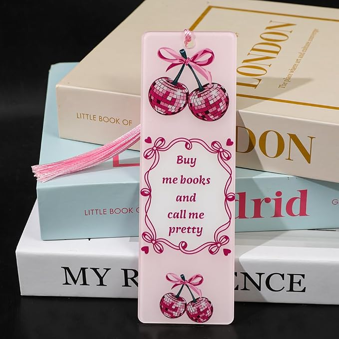 Coquette Acrylic Bookmark Set, 3PCS Pink Bookmarks with Tassel, for Book Lovers, Reading Accessories Gift for Women & Girls(3pc Bow)