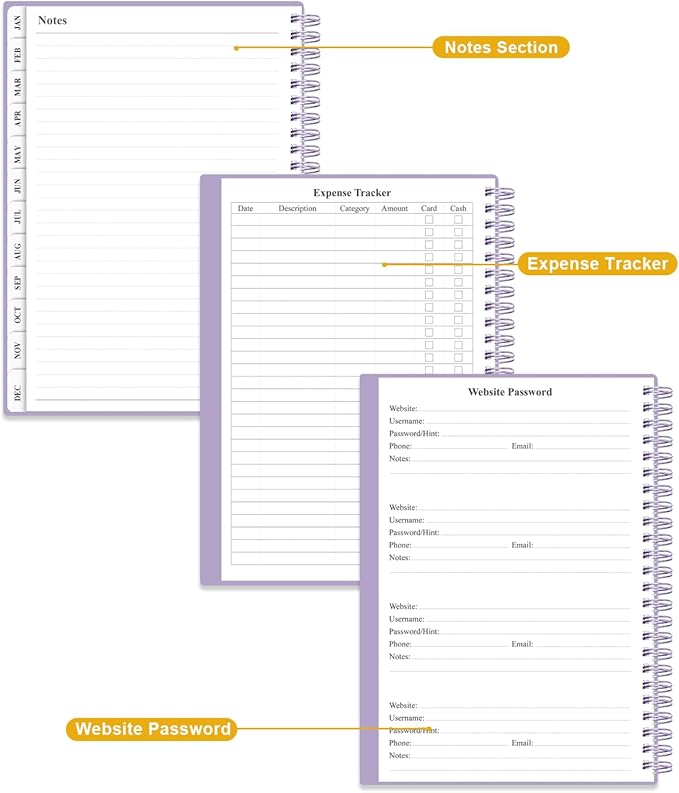 2026 Planner - Weekly and Monthly Planner from Jan 2026 - Dec 2026, Spiral Planning 2026 with 12-Month Tabs, Inner Pocket, 6.25" x 8.5", Purple