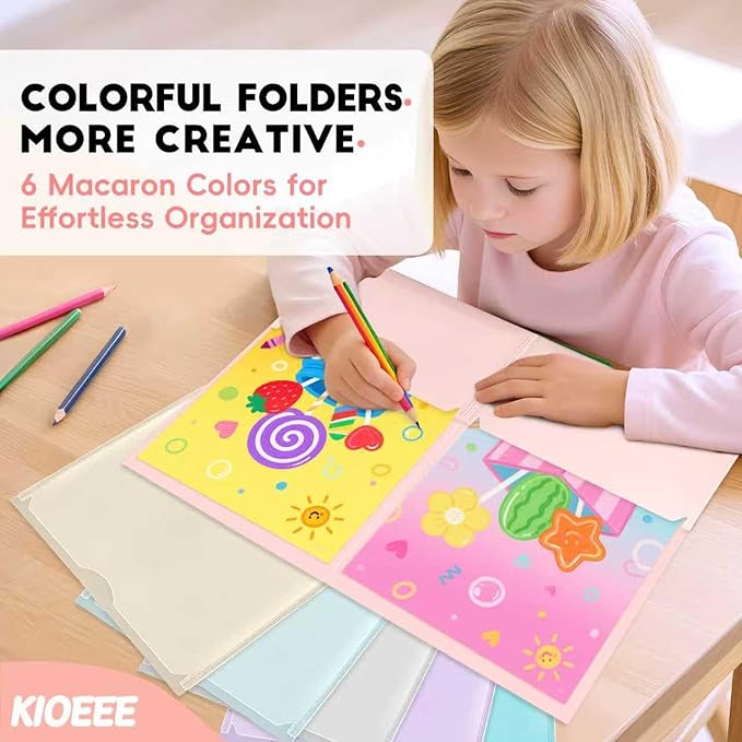 Plastic Folders with Clear Front Pocket (12 Pack) with 2 Pockets, Heavy Duty Letter Size Colored Plastic Folders for School Office，Letter Size Paper