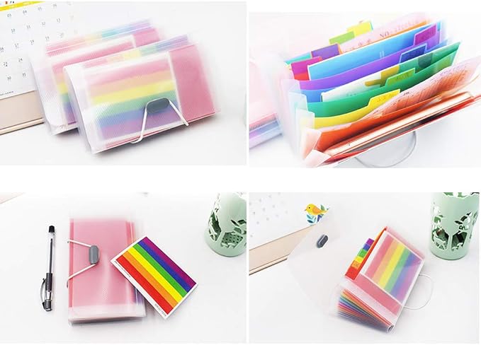 2 Pack Expanding File Folder,A6 Mini Accordion File Organizer,13 Pockets Rainbow Receipt Organizer Wellet for Monthly Bills,Cards,Check Coupons,Vouchers,Receipt Tax Item or Changes,Coupon Organizer