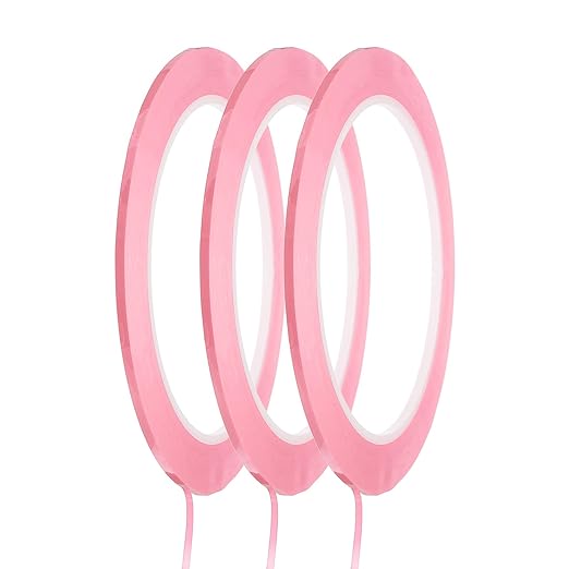 MECCANIXITY Whiteboard Tape 5/64" / 2mm Self Adhesive Graphic Chart Line Tape 72 Yard Grid Marking Stickers for Pinstripe Dry Erase Board Scrapbooking DIY Art Crafts, Pink, Pack of 3