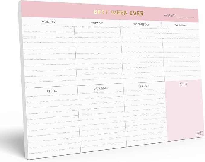 Sweetzer & Orange Weekly To Do List Pad. Gold Foil 7 days Planner with Daily Roadmap Agenda Squares. 7x10” Day Workbook 2026 - Student Blueprint, Work Manual, and Checklist Note Pad