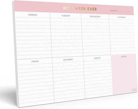 Sweetzer & Orange Weekly To Do List Pad. Gold Foil 7 days Planner with Daily Roadmap Agenda Squares. 7x10” Day Workbook 2026 - Student Blueprint, Work Manual, and Checklist Note Pad