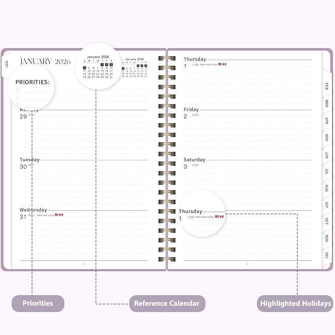 2026 Planner, Weekly and Monthly Calendar Academic Planner, Jan 2026 - Dec 2026, Planning Agenda Book for Desk Accessories and School Supplies - Letter Size(8.5'' x 11'')