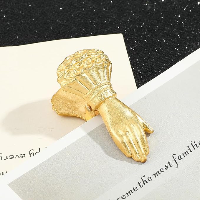 1pcs Retro Hand Women's Bookmark - Noble Metal Bookmark Clip, Small and Delicate Handwritten Bookmark Clip Stationery, Birthday Gift for Beautiful Girls, Christmas Gift for Women (Gold)