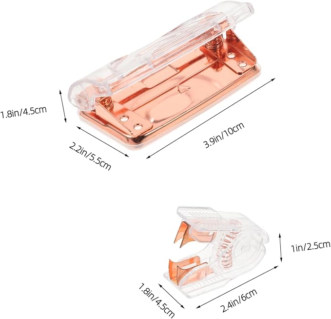 NUOBESTY 1 Set Transparent Stapler Hole Punch Efficient Puncher Stapler Remover Stylish Office Accessories for Accurate Document Alignment and Secure Fastening