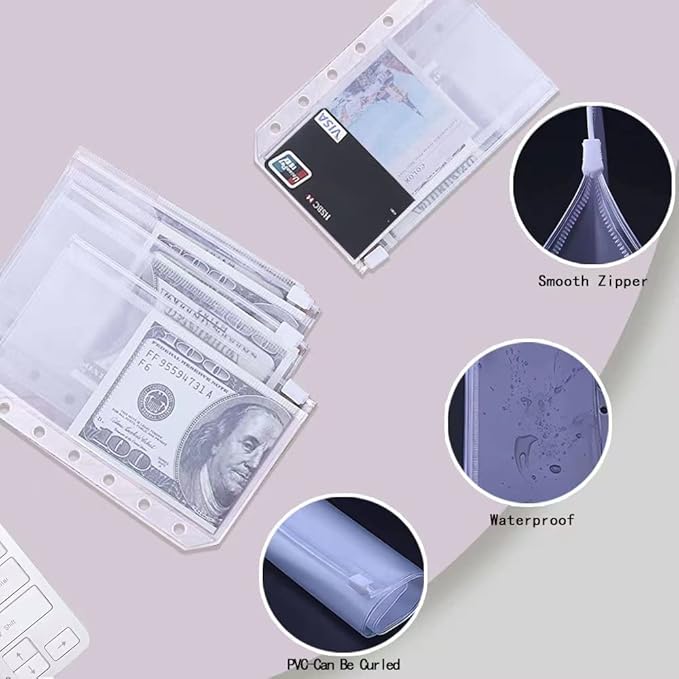 A7 Crocodile Budget Binder with Zipper Envelopes - Cash Stuffing Envelope System, Mini Money Organizer for Saving, Planner Binders with Pockets, Sheets and Stickers, Black