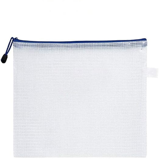 Unifizz A5 Plastic Wallets Mesh Zipper Pouch, Zip Lock Bags Document Folders Waterproof Plastic Pockets Zipper Bags Storage Bags for Office School Travel, 24 x 17cm, White, 1pcs MB27