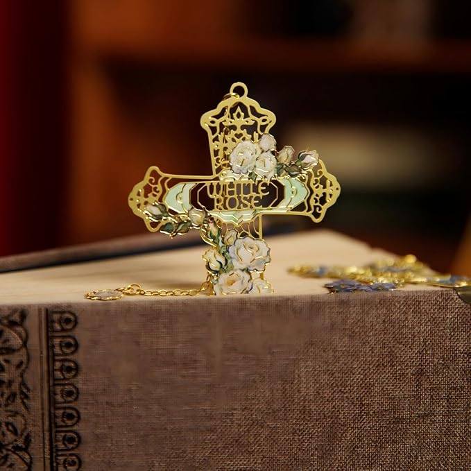 4PCS Cross Metal Bookmarks, Vintage Van Gogh Bookmark, Christian Gift, Book Lover Gifts for Teacher Writers Readers Adults