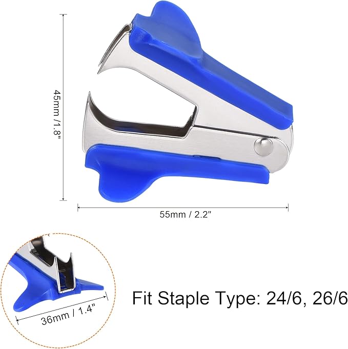 MECCANIXITY Staple Remover Tools, Staplers Puller Steel Jaw for Office Home Desktop Supply Accessory, Blue Pack of 3