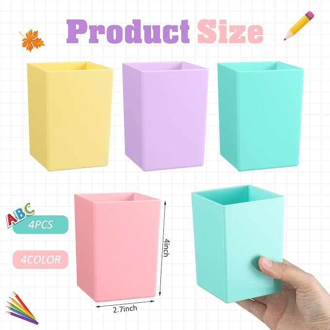 Affrolling 4 Pcs Classroom Magnetic Storage Boxes with Write Wipe Label Magnetic Storage Containers Plastics Pen Holder for Classroom Whiteboard Dry Erase Board Refrigerator Locker Organizer(Colorful)