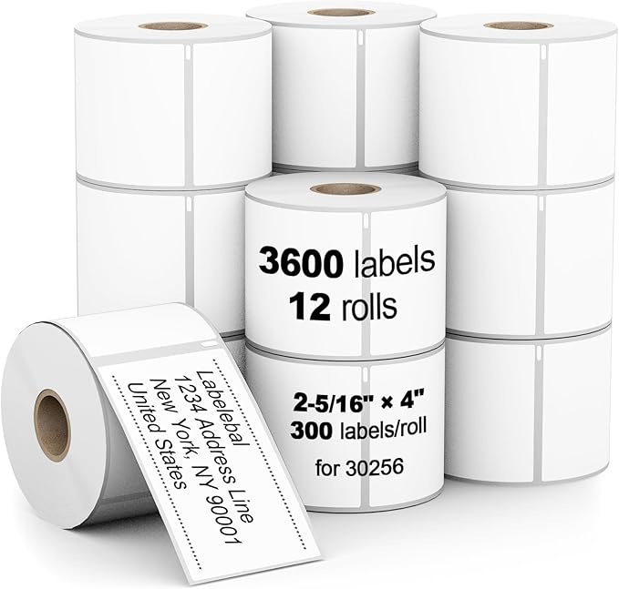 (3600 Labels/3-Proof 1" Core) Labelebal Replacement for DYMO 30256, 2-5/16" x 4"(59 mm x 101 mm) Direct Thermal Labels Postage Address Shipping Labels Compatible for DYMO & Rollo & Zebra Printer