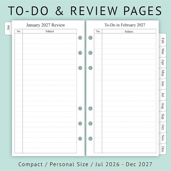 newestor 2026-2027 Planner Refill, Monthly, 3-3/4" x 6-3/4", Jun 2026 to Dec 2027, Personal/Portable Size