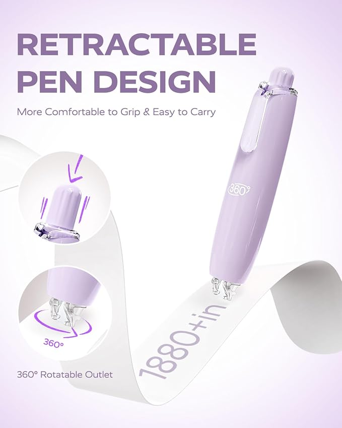 Four Candies Refillable Retractable White Correction Tape, 4PCS Smooth White Pull-Out Tape with 4 Extra Refills, Easy to Use Applicator for Instant Corrections for Office, School Supplies (Purple)