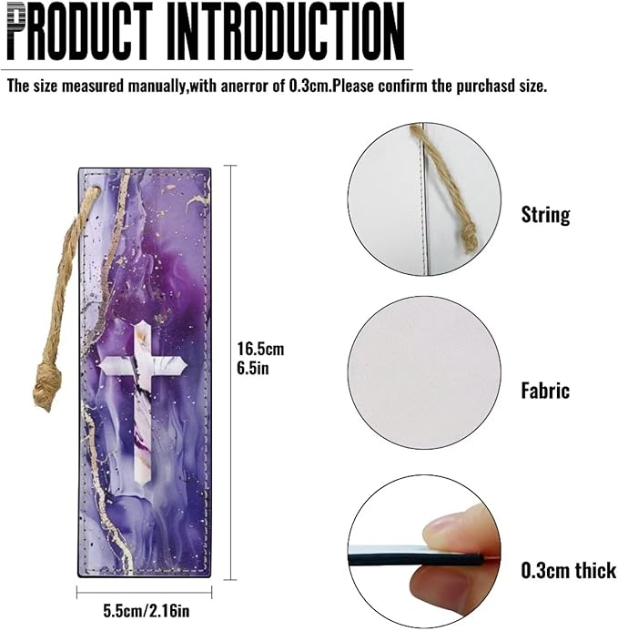 Leather Bible Covers for Women，Bible Case Carrying Tote Bag,Personalized Bible Bag with Bookmark, Scripture Study Protector,Purple Marble and Cross,Small