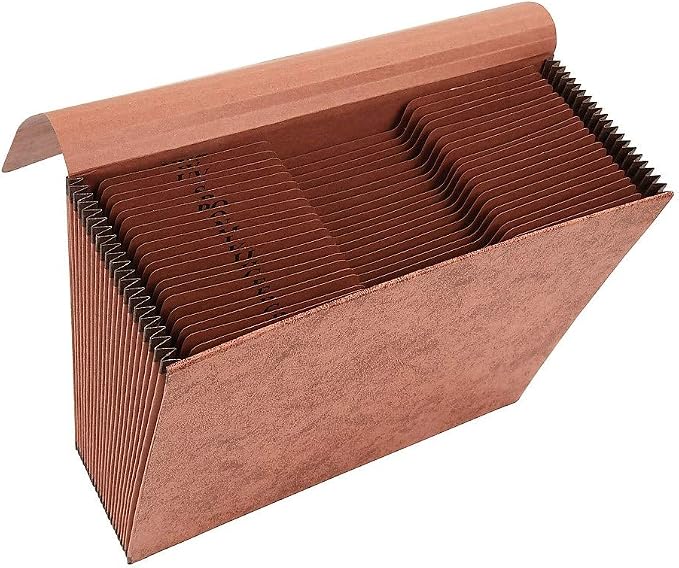 Staples Heavy‑Duty Expanding File, A–Z Index, Letter Size, Durable Brown Redrope with Flap Closure