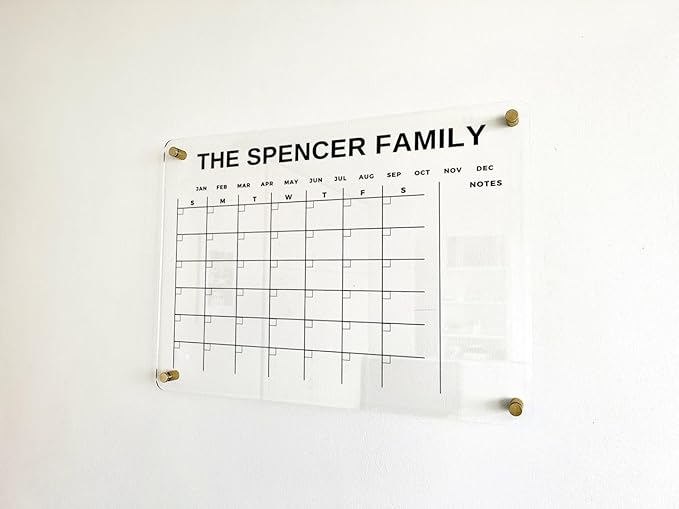 Personalized Calendar with Family Name - Custom Family Weekly & Monthly Planner, Dry Erase Wall Calendar Organizer, Calendar with Marker